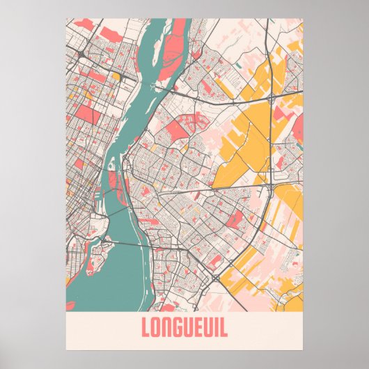 Longueuil - Canada Chalk City Map Poster (Voorkant)