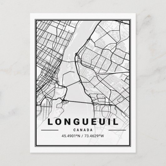 Longueuil Quebec Canada Travel City Map Briefkaart (Voorkant)