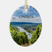 Longuich Moselle Vineyard Panorama Duitsland Keramisch Ornament (Rechts)