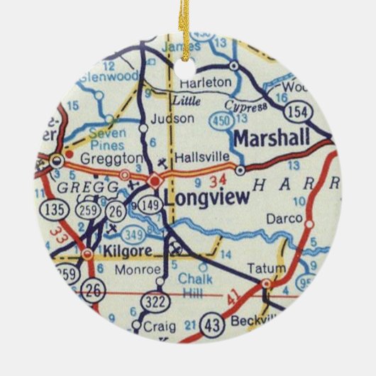 Longview & Marshall Texas Christmas Ornament (Achterkant)