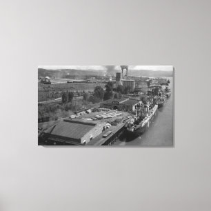 Longview, WA — Uitzicht van de haven van Air Canvas Afdruk