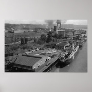 Longview, WA — Uitzicht van de haven van Air Poster