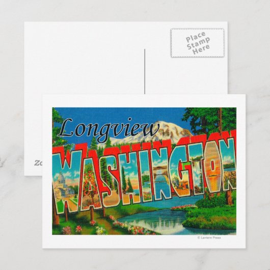 Longview, Washington - Grote Letter-scènes Briefkaart (Voorkant / Achterkant)