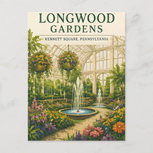 Longwood Gardens Fontein en Conservatorium Ontsnap Briefkaart