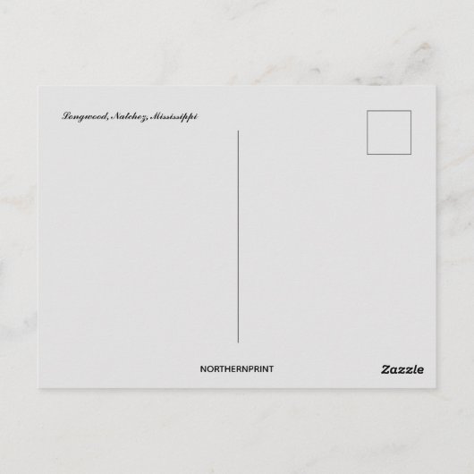 Longwood Natchez Mississippi Briefkaart (Achterkant)