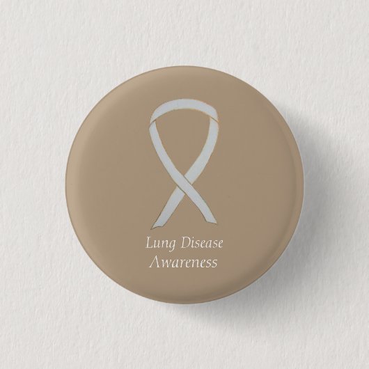 Longziekte bewustzijn Witte Lint Kunstspeldje Ronde Button 3,2 Cm (Voorkant)