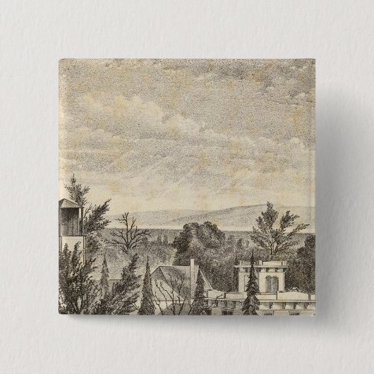 Loningen, boerderij vierkante button 5,1 cm (Voorkant)