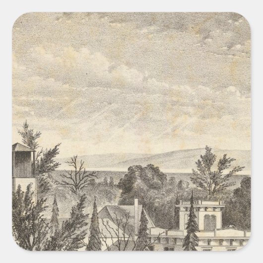 Loningen, boerderij vierkante sticker (Voorkant)