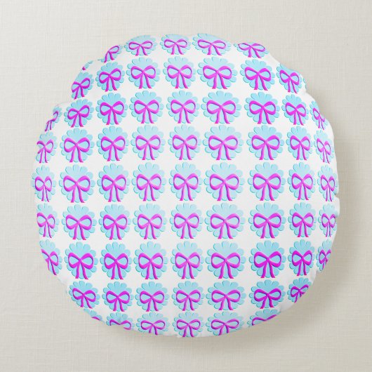 Lonken en bloemen rondreis, groot, 16 inch rond kussen (Voorkant)