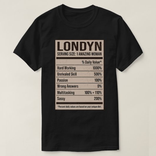 Lonyn Nutrition Facts Name Nickname Alias Titel F T-shirt (Design voorkant)