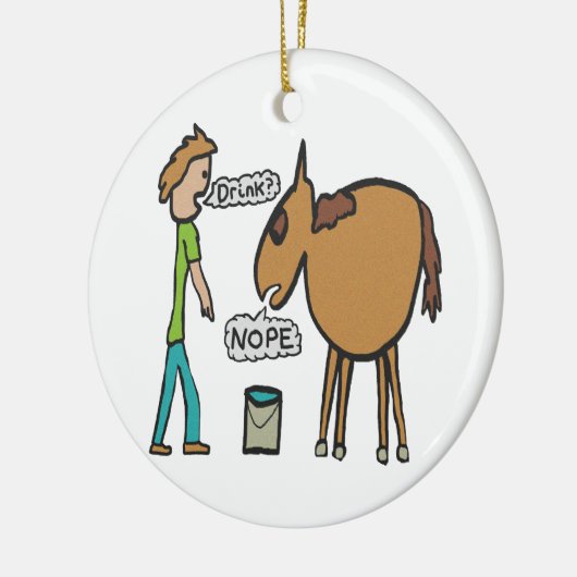 Lood een paard naar water keramisch ornament (Links)