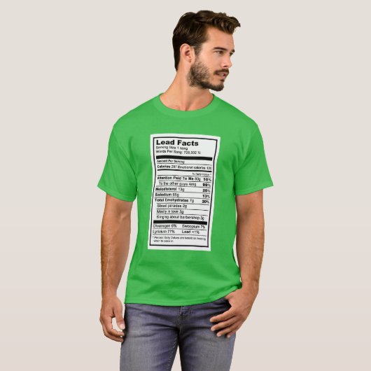 Lood "Nutritional Label Information" T-shirt (Voorkant volledig)