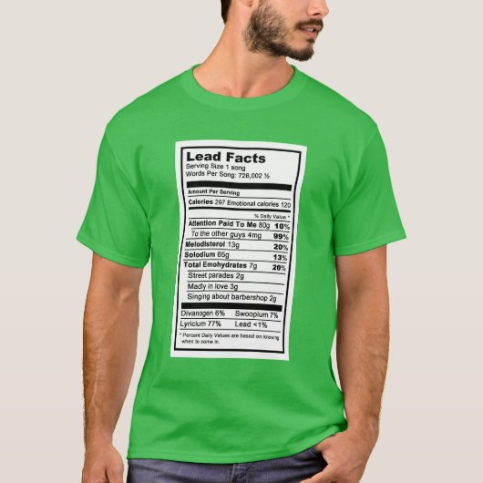 Lood "Nutritional Label Information" T-shirt (Voorkant)