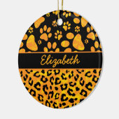 Loodafdrukken en Oranje geel afdrukken Keramisch Ornament (Links)