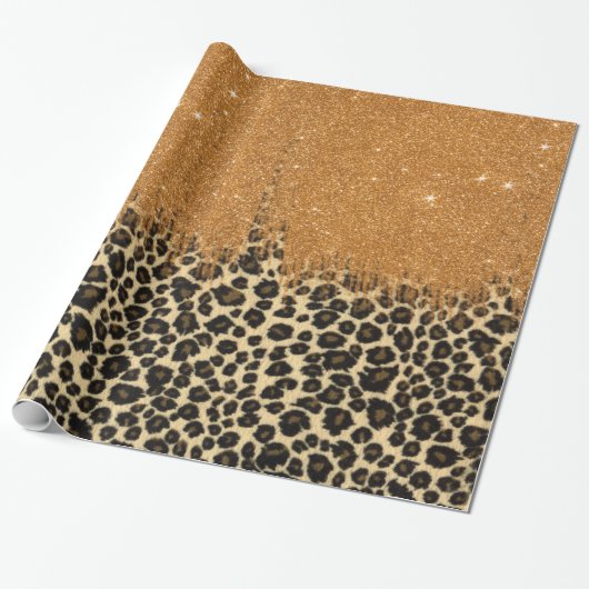 Loodafdrukken met Gold Faux Glitter Bruske Stroke Cadeaupapier (Uitgerold)