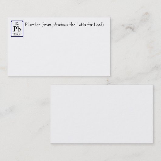 Loodelementsymbool Plumber visitekaartje (Voorkant / Achterkant)