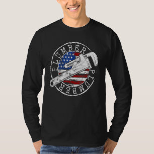 Loodgieter Amerikaanse Vlag Loodgieterswerk Usa Pa T-shirt