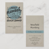  Loodgieter Boat Blauw met Retro Circle Visitekaartje (Voorkant / Achterkant)