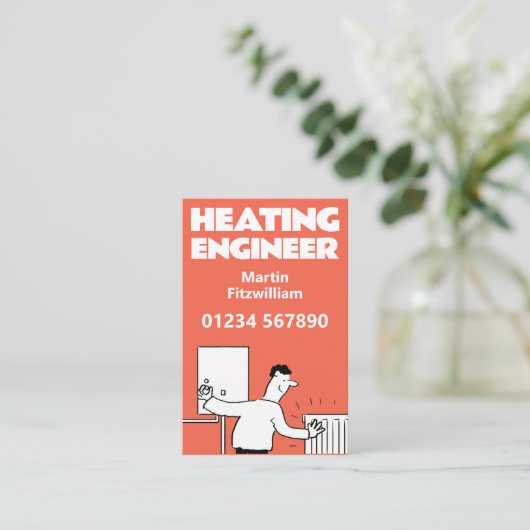 Loodgieter Boiler & Verwarming Engineer Visitekaartje (Staand voorkant)