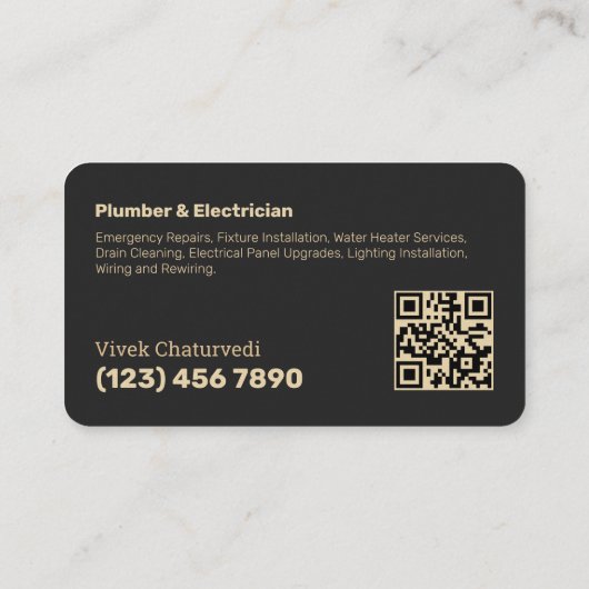 Loodgieter en elektricien scannen QR Visitekaartje (Achterkant)