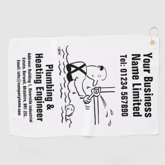 Loodgieter en het Verwarmen Ingenieursontwerp Golfhanddoek (Horizontaal)