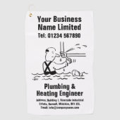 Loodgieter en het Verwarmen Ingenieursontwerp Golfhanddoek (Voorkant)