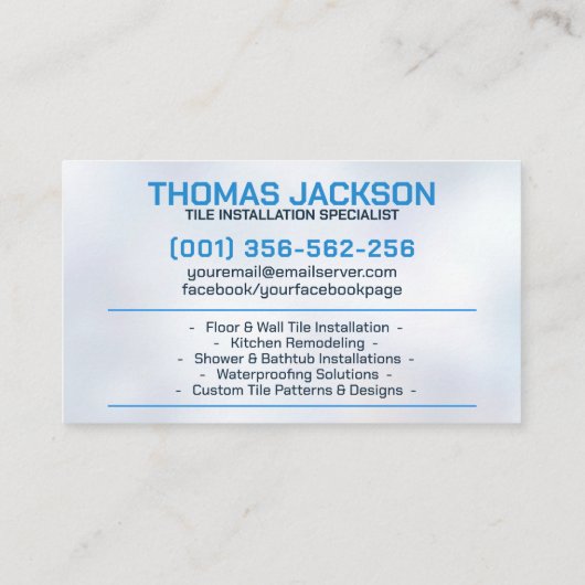 Loodgieter- en tegeldiensten visitekaartje (Achterkant)