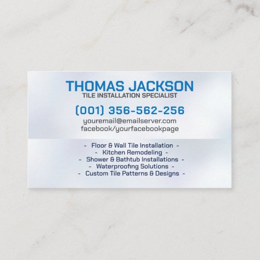 Loodgieter- en tegeldiensten visitekaartje (Achterkant)