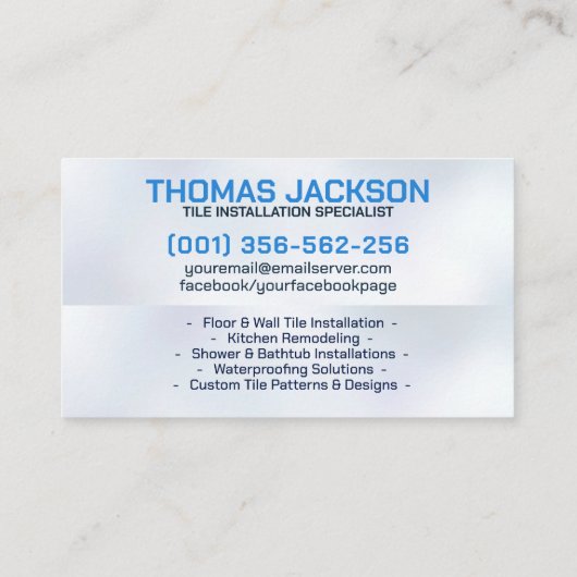 Loodgieter- en tegeldiensten visitekaartje (Achterkant)