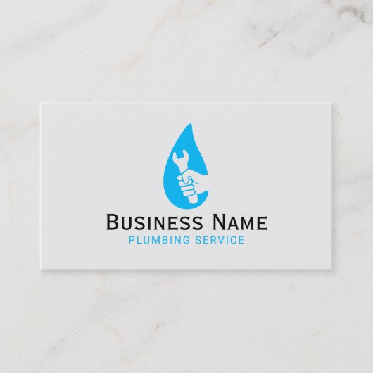 Loodgieter Hand Moersleutel Water Drop Loodgieters Visitekaartje (Voorkant)