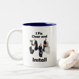 Loodgieter Ik Repareer Clear Installeer Handyman F Tweekleurige Koffiemok