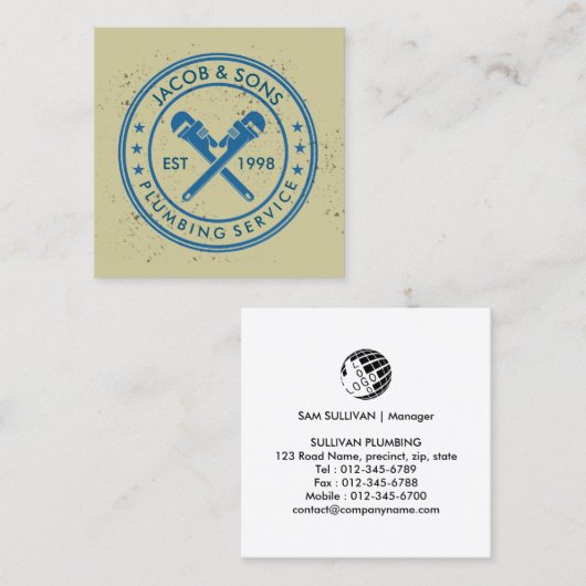 Loodgieter Loodgieter Pijp Moersleutel Vierkante Visitekaartje (Voorkant / Achterkant)