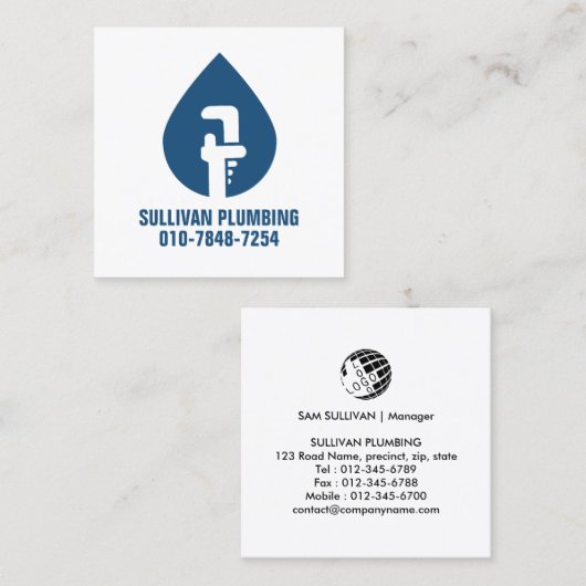 Loodgieter Loodgieter Pijp Moersleutel Vierkante Visitekaartje (Voorkant / Achterkant)