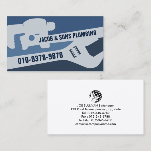 Loodgieter Loodgieter Pijp Moersleutel Visitekaartje (Voorkant / Achterkant)
