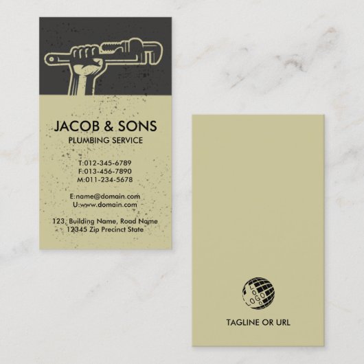 Loodgieter Loodgieter Pijp Moersleutel Visitekaartje (Voorkant / Achterkant)