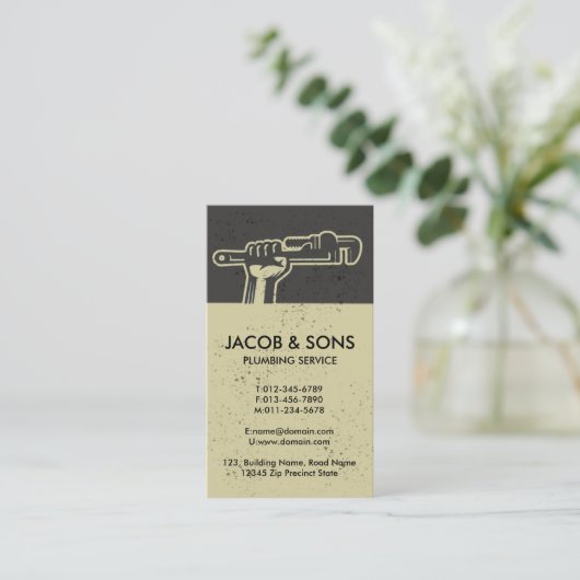 Loodgieter Loodgieter Pijp Moersleutel Visitekaartje (Staand voorkant)