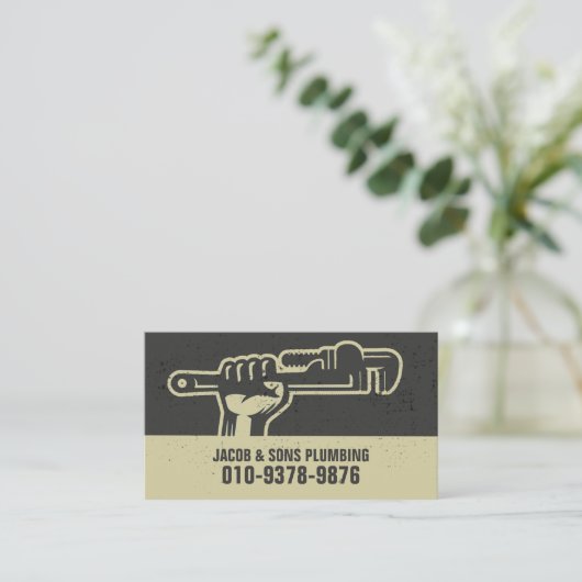 Loodgieter Loodgieter Pijp Moersleutel Visitekaartje (Staand voorkant)