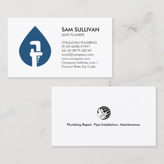 Loodgieter Loodgieter Pijp Moersleutel Visitekaartje (Voorkant / Achterkant)