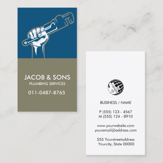 Loodgieter Loodgieter Pijp Moersleutel Visitekaartje (Voorkant / Achterkant)