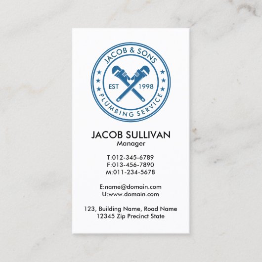 Loodgieter Loodgieter Pijp Moersleutel Visitekaartje (Voorkant)