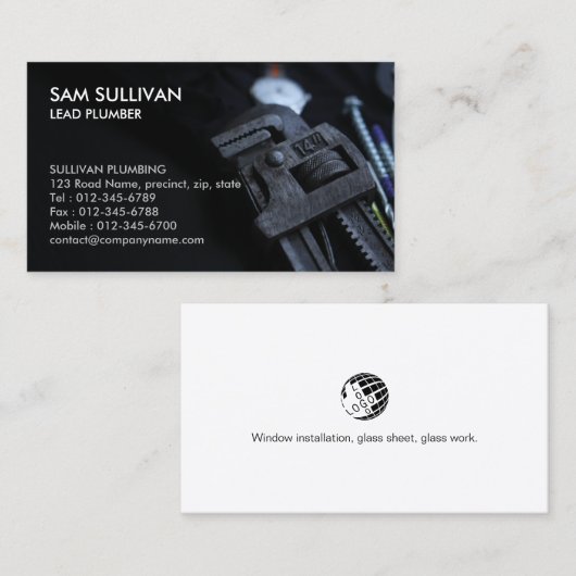 Loodgieter Loodgieter Pijp Moersleutel Visitekaartje (Voorkant / Achterkant)