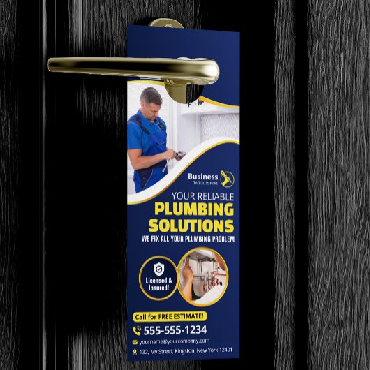 Loodgieter Loodgieter Technicus Aannemer Blauw Gou Deurhanger