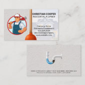 Loodgieter met sleutel | Zuiger Visitekaartje (Voorkant / Achterkant)