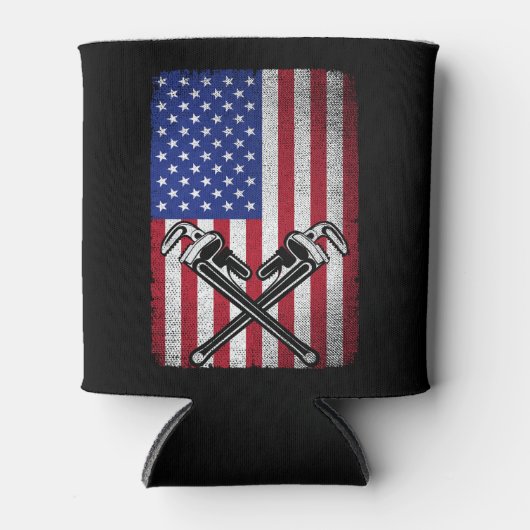 Loodgieter Patriottische Amerikaanse vlag loodgiet Blikjeskoeler (Voorkant)