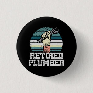 Loodgieter Pensioen bij Pensionering Ronde Button 3,2 Cm