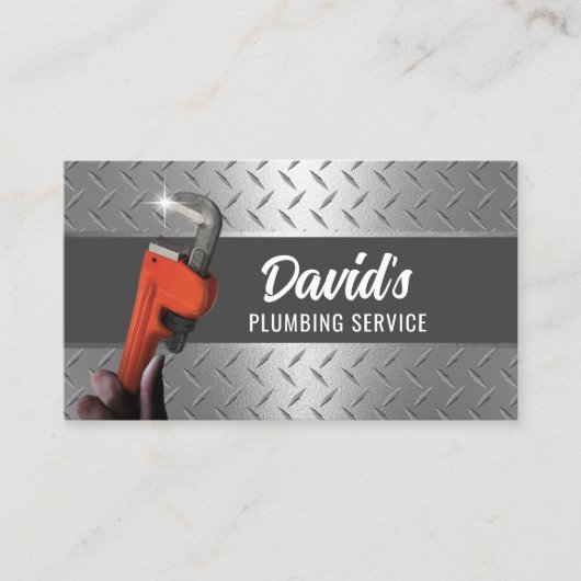 Loodgieter Pijp Moersleutel Metaal Professioneel L Visitekaartje (Voorkant)