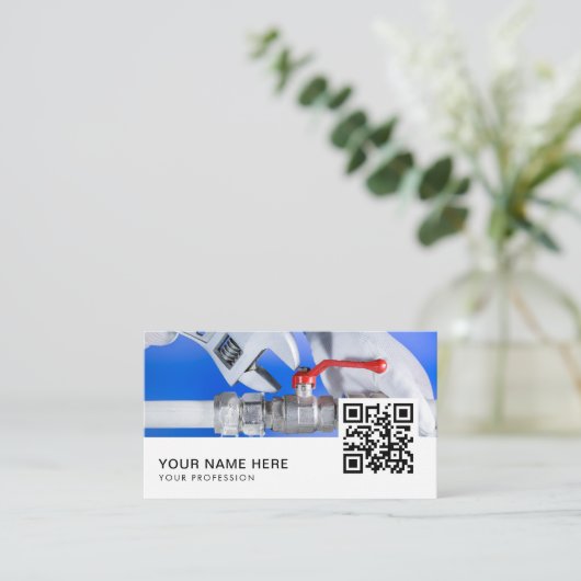 Loodgieter QR-code Visitekaartje (Staand voorkant)