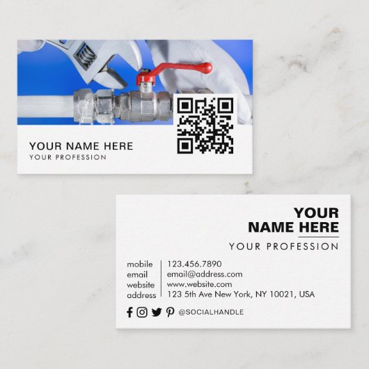 Loodgieter QR-code Visitekaartje (Voorkant / Achterkant)