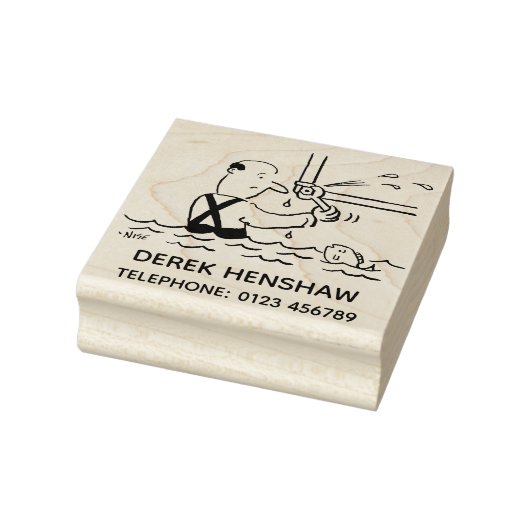 Loodgieter repareert een pijp met vis rubberstempel (Stempel)