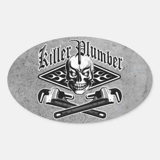 Loodgieter schedel: Killer Loodgieter 3.1 Ovale Sticker (Voorkant)